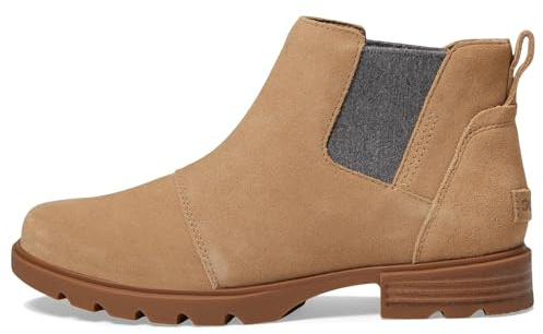 SOREL Women's Emelie lll Chelsea Waterproof Boot - Dusty Tan, Gum 10 - 9.5
