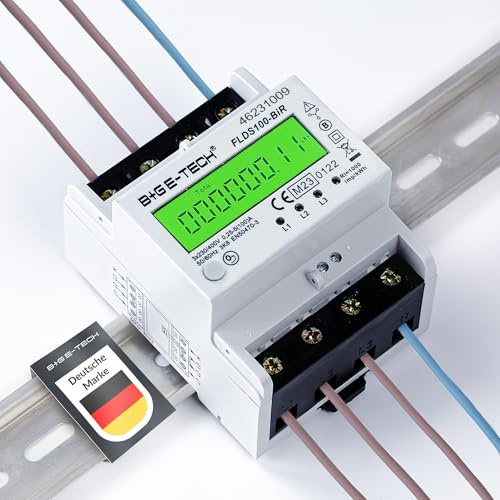 Digitaler 3-Phasen Drehstromzähler [FLDS100BiR -MID 25] - Stromzähler für TS35 Hutschiene, MID geeicht, digitaler LCD Drehstromzähler mit S0, 100A, 400V