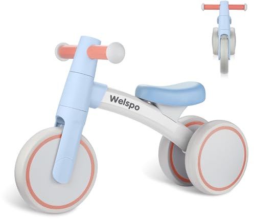 welspo Kinder Laufrad ab 1 Jahr, Balance Lauflernrad für 12-24 Monate, Spielzeug, Erst Rutschrad Fahrrad für Jungen Mädchen als Geschenke Blau