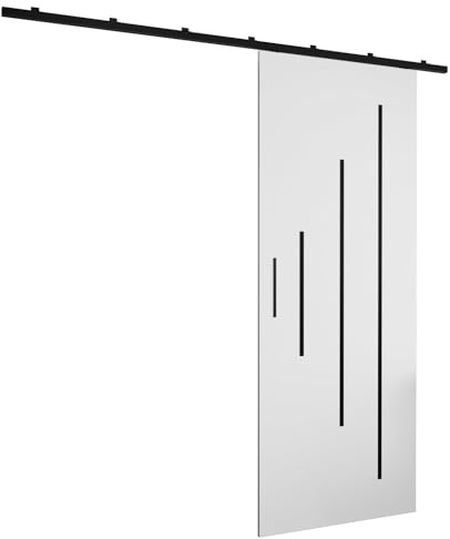 MEBLE KRYSPOL Zonda Y Schiebetürset mit Schiene - Hängendes Innen-Schiebetürsystem - Torbeschläge - Hergestellt aus robustem Laminat - 204x80 cm - Weiß