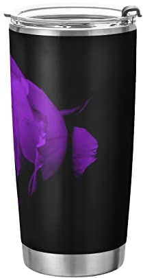 Anticsao Valentine's Day Tumbler with Lid and Straw, Purple Rose Insulated Stainless Steel Tumbler Cup, Double Walled Travel Coffee Mug Thermal Vacuum Cups for Hot & Cold Drinks 20oz