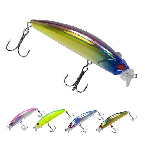 DAYUYUE Angelköder Hartköder Kit 10g 8cm 5Stk Popper Köder Treble Angelhaken für Süß- / Salzwasser