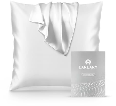 Larlary Seidenkissenbezug - 90% Seide, 10% Baumwolle, Für Kissenbezug, Kissenhülle, Weich und Hypoallergen (1, Weiß, 40x40cm)