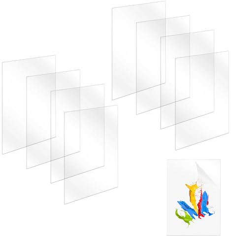 YKUKIZEE 8PCS Clear A4 Acrylic Sheet 3mm, Transparent Acrylic Board Panel | 29.7x21 cm, with Protective Film, for Painting, Picture Photo Frame, DIY Crafts Sign