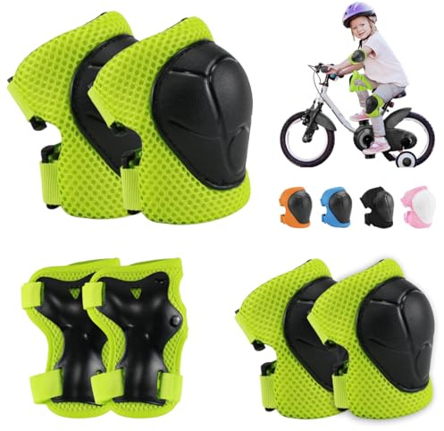Protection Roller Sets Enfant 6 en 1 Kit de Protection pour Patins à Roulettes avec Genouillères, Coudières et Protège-Poignets, Équipement de protection pour Cyclisme Skateboard Hoverboard Vélo