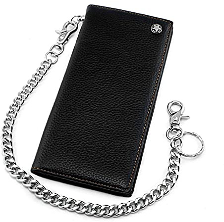 LVUNZJCA Herren-Geldbörse mit Kette Herren-Brieftasche Herren-Papiergeld-Geldbörse aus schwarzem Leder