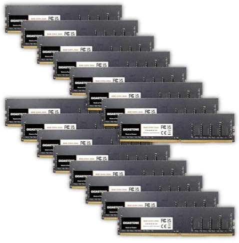 【DDR4 RAM】 GIGASTONE 128GB Kit(16x8GB) DDR4 2666MHz(2400MHz or 2133MHz) PC4-21300(PC4-19200/17000) CL19 1.2V UDIMM 288pin sin búfer sin ECC PC Desktop Only de Memoria Alto Rendimiento Actualización