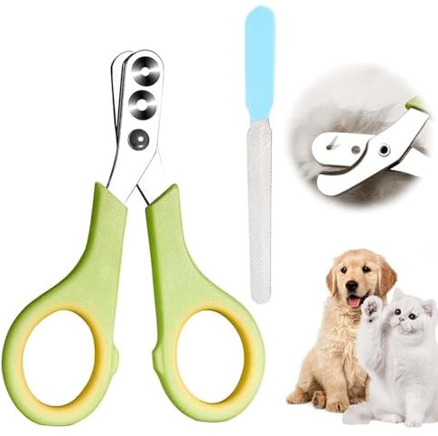 VIDSTW Krallenschere für Hunde mit Nagelfeile, Krallenschere Katzen, Krallenschneider für Hunde Doppeltes Rundes Lochdesign, Katzenkrallen Schneider für Kätzchen, Welpen Kaninchen