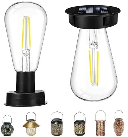 2 Stück Solar Glühbirnen für Draußen, Garten Solarleuchten Ersatzteile, 8,2cm Solarleuchten Ersatz Top mit Heller LED Glühbirne,Transparente Solar Glühbirne für Solarlampen Solarlaterne Gartenleuchten