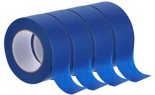 Rebower Ruban De Masquage Bleu Ruban De Peintre Ruban De Papier [pour Crafts DIY Murs Peinture Emballage Automotive Décoration Intérieure Enseignement]- 2 Pouces x 60 Verges/4 Rouleaux