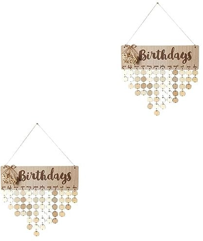 VILLCASE 2pcs Wooden Birthday Calendar Reminder Birthday Calendar for Party Decorations Home
