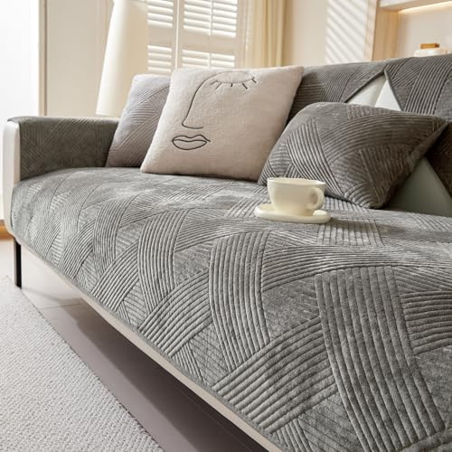 Alishomtll Sofabezug Ecksofa 1/2/3/4 Sitzer, Sofaschoner L Form Couch Überzug, Universelle rutschfeste Sofa Überzug, Hund Katze Waschbar Sofaüberwurfe Sofadecke für Wohnzimmer, Dunkelbraun 70x180cm