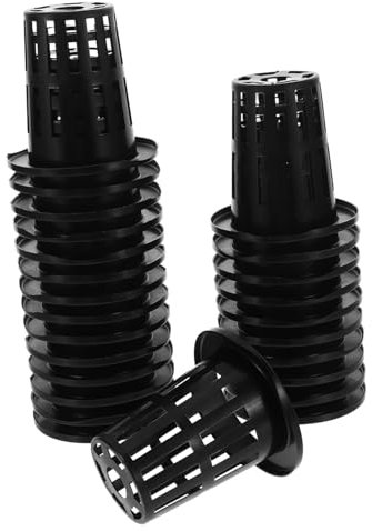 Levemolo Panier Hydroponique Noir 50 Pièces, Pots à Filet en Plastique Réutilisables pour Semis et Balcon, Adaptés aux Légumes et Plantes
