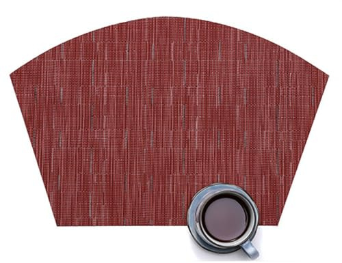 Homxi Sets de Table Lavable 8PCS,45 x 30 CM,Sets Table Antidérapant Set de Table PVC Couleur Unie avec Ventilateur Set de Table Vin Rouge