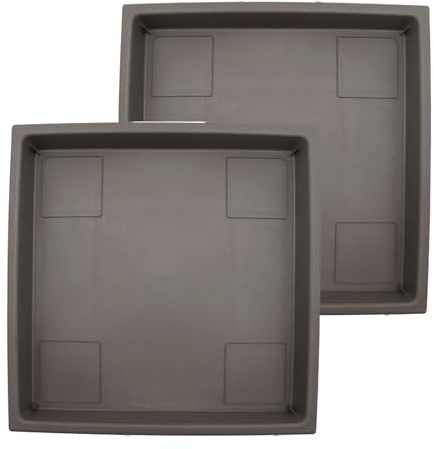 Accent - Sottovaso quadrato per piante, in plastica resistente, elegante vassoio quadrato per il drenaggio dell'acqua, resistente ai raggi UV, per interni ed esterni (28 cm, cappuccino, confezione da