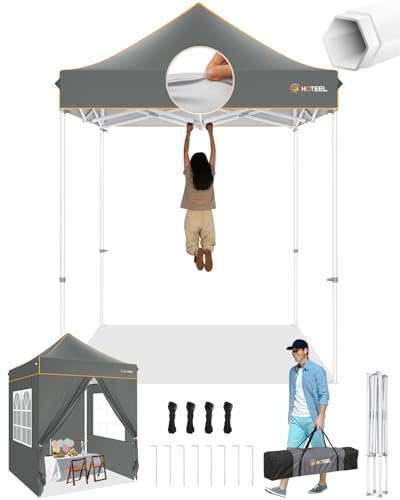 Hoteel Faltpavillon 2x2 Wasserdicht Stabil Winterfest,Pop Up Pavillon Partyzelt,Sonnenschutz Gartenpavillon,Pavillon Faltbar mit Handtasche, Grau