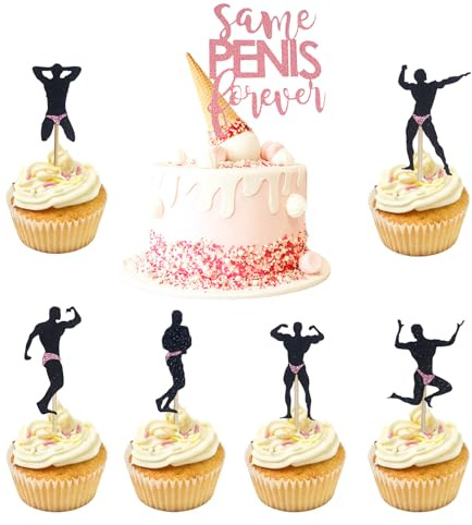 25Pcs Hen Party Cake Decorations Same Pen is Forever Cake Topper Male Strippers Cupcake Toppers Bachelorette Cupcake Picks Glitter Hen Do Cupcake Topper Hen Party Decoration