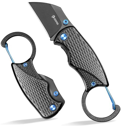 NedFoss OWL Klappmesser, D2 Stahl mini Taschenmesser mit Aluminiumgriff | 3.7cm Einhandmesser mit Liner Lock, Schlüsselanhänger Messer mit Karabiner, EDC Messer für Alltag, Sammlung & Geschenk