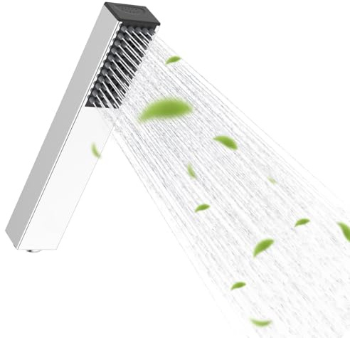 Hibbent 4-fach Edelstahl-Handbrause mit verstopfungsgeschützten Düsen, Hoher Druck, Robust, 4 Sprühmodi (Wassersparend/Kraft-Nebel/Regen/Kraftstrahl), einfache Montage, Chrom, G1/2