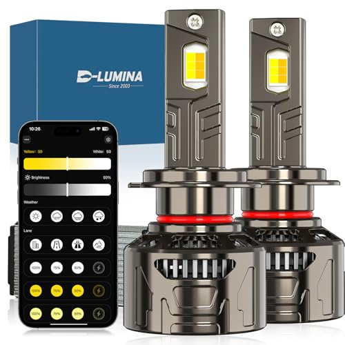 D-Lumina H7 LED Canbus-lampa, Intelligent Dimbar Från 3000K Till 10000K, 500LM Till 30000LM, Plug and Play, Vattentät IP68, 2 st