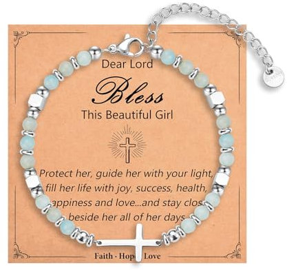 TELAIN Religious Cross Bracelet for Women and Girls - Christian Gifts for Daughter, Granddaughter, Sister, Friend, Niece for Birthday, Christmas, Easter
