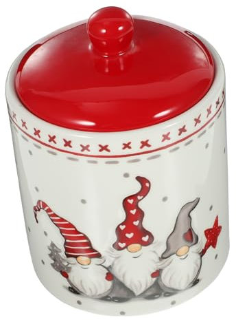 HOMOCONO Barattolo Natalizio Ceramica Per Conservazione Di Tè e Dolci Contenitore Decorativo Con Coperchio Idea Creativa Per Feste Di Natale e Organizzazione Casa