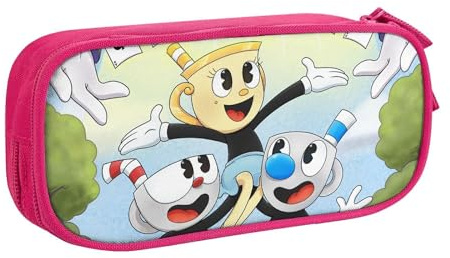 YINGD Cuphead Mugman Ms. Chalice Pencil Case Large Capacity Doublelayer Pen Bag School Stationery Pouch Pencil case Supplies Pencase Fo