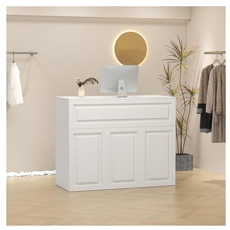 Receptionsdisk, receptionsbord, butiksdisk, modernt receptionsbord, butiksdisk for kassa, for salongsmottagningsrum, kassakontor(B,80cm/31.5in)