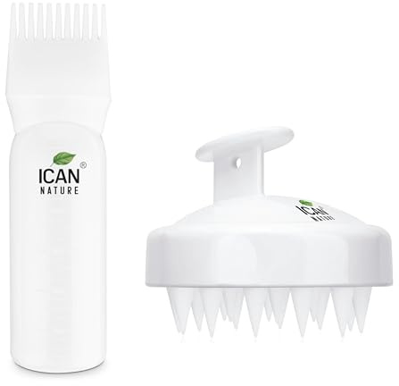 ican Hair Dye, Oil Root Applicator Bottle, 180ml with Shampoo Brush, Combo Set