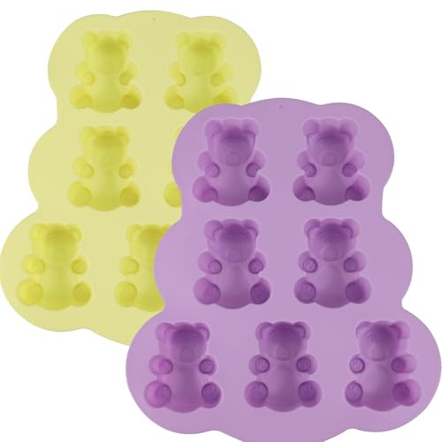 Taicols 2 Pièces 3D 7 Cavités Moule En Silicone Oursons Antiadhésif Moules à Forme Spécifique De Cuisine Moule En Silicone Pour Gâteau Au Chocolat Cupcake Et Gelée Dessert Décoration Muffins