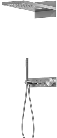 FQYEP Sistema Doccia A Incasso con Doccetta Soffione Doccia A Pioggia in Acciaio Inox E Ottone,Grigio,Un