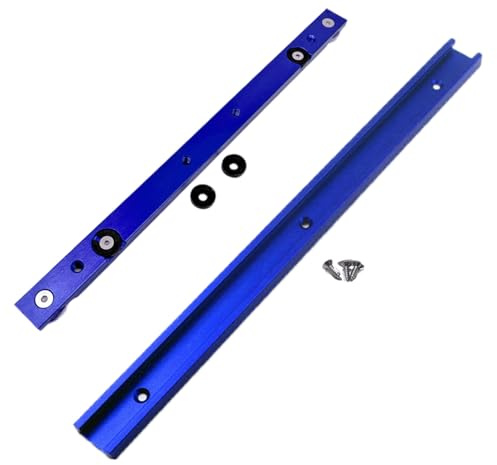 Aluminium 300mm Miter Bar & 400mm T-Track with Predrilled Mounting Holes and Screws, Miter Slot Runner Slider Bars for Table Saw Miter Bar, Crosscut Sled (Blue, 300mm Miter Bar & 400mm Track)