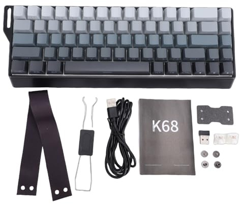 Topiky Teclado Mecánico para Juegos 60%, Teclado para Juegos Inalámbrico con Disparador Rápido con Retroiluminación RGB y Accionamiento Ajustable, 3 Mod, Teclas Impresas Laterales con (Black)