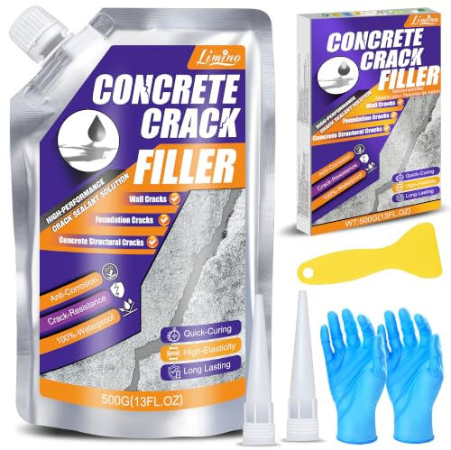 Concrete Crack Filler - 500g High Elasticity Self Leveling Cement Crack Filler for Driveway, Walkway, Wall, Patio, Joint - Easy Repair Solution for Concrete, Asphalt, Mortar, Indoor & Outdoor