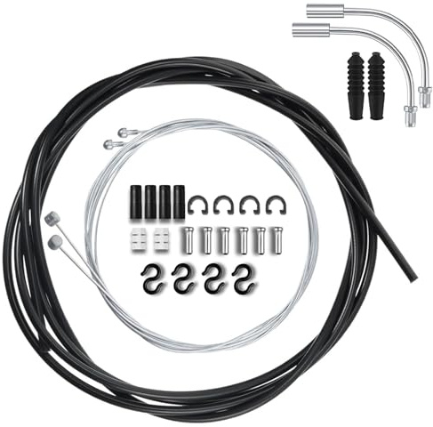 1 Set Fahrrad Bremszug Set, Universal Bremsseil Set mit Inneren Bremsdrähten für Vorderrad und Hinterrad, Endkappen, V-förmiges Führungsrohr, C Clips und S-Haken für Mountainbike Rennrad Fahrrad