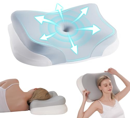 KEVIAN Memory-Schaumkissen 60 x 37 x 13/12 cm, Ergonomisches Schlafkissen | Für Seiten-, Rücken- und Bauchschläfer, Fördert hochwertigen Schlaf, Waschbarer abnehmbarer Kissenbezug