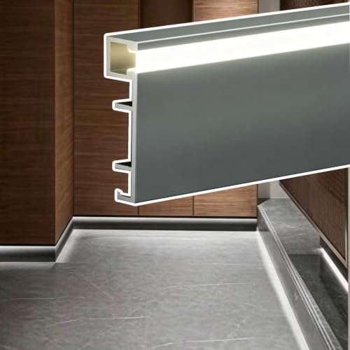 battiscopa 2 4 10 Confezione Da 20 Profili Per Battiscopa A LED Grigi, Modanatura Per Pavimento Del Corridoio Con Luce Ambientale, Facile Da Installare(10pack)