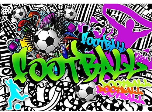 Runa Art Photo Wallpaper Graffiti Football 352 x 250 cm Non-Woven Wall Art XXL Moderne Living Room Bedroom Colorful 9137011a