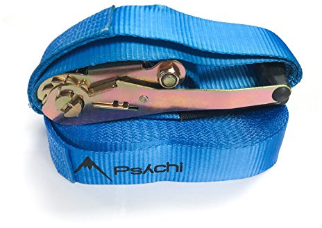 Psychi Barefoot Slackline Funline Jibline Kit | Full set with Ratchet Strap 5M 50mm | Fun for Adults and Kids (Blue)…