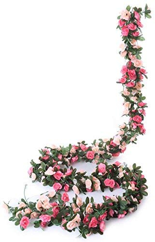 Meiliy Lot de 5 guirlandes de roses artificielles avec feuillage de lierre 12,5 m