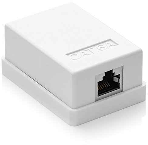 deleyCON CAT 6a Netzwerkdose 1x RJ45 Buchse FTP 10 Gbit, 1 Stück - Weiß | Geschirmt, Aufputz Montage, Ethernet Netzwerk LAN Dose, RAL 9003