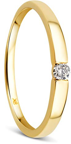 OROVI Verlobungsring Damen -8 Karat(333) Weißgold/Gelbgold – Diamant Ring, Ring Gold mit natürlichem Diamant, Hypoallergener Goldring, Schmuck Damen, Goldschmuck, inkl. edler Schmuckbox (Größe 50-60)