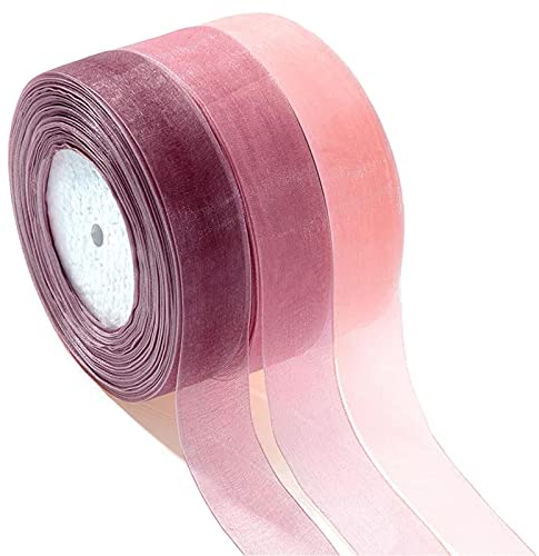 3 Stück Organza Bänder, Organza-Satinband, für Basteln, Dekoratives, Kunst-Scrapbooking, Party, Blumensträuße, Partykranzdekorationen und Geschenkbandschleifen