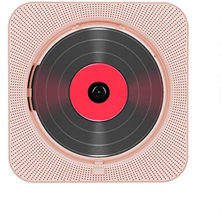CD Player Wall Hanging Stationary Type Bluetooth Compatible Compact Fashionable Speaker Repeat With Lid Timer function Pink
