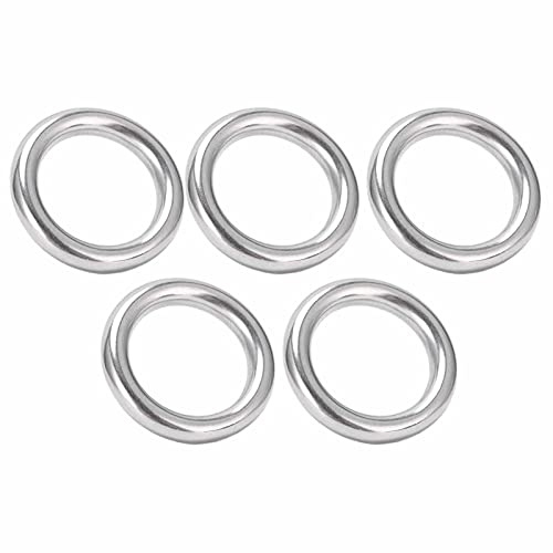 O-Ringe aus Edelstahl, 5 Stück, Runde Ringe für Boote, Nahtlos Geschweißt, O-Typ, Hängender Ring, Metallringe, Geeignet für Hängematten-Yoga-Ring-Zubehör(6*25mm)