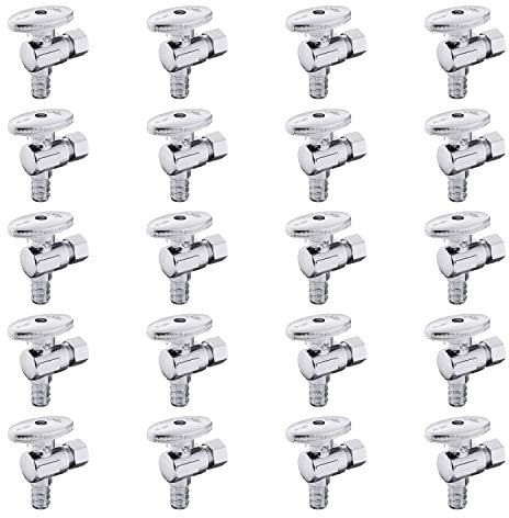 (Pack of 20) EFIELD 1/4 Turn Angle Stop Valve 3/8 OD Compression X 1/2 Pex Chrome Plated Brass,(VALVE076-20PCS)