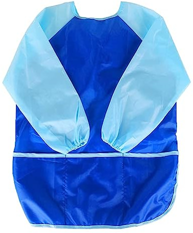 KIMMAX Bastelschürze kinder, Malschürze Malerkittel mit Ärmeln für Kinder von 7 bis 12 Jahren für Schule Kunst Malerei,Kochen (Blau (L,125-140cm))