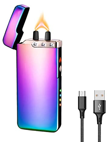 GADATOP Encendedor de Plasma de Arco de Llama, Encendedor eléctrico, Recargable por USB, Encendedor eléctrico Resistente al Viento con indicador de batería LED (Color)