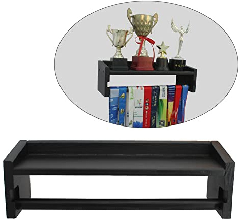 WANLIAN Medaillenaufhänger Trophäenregal Holz Medaillenhalter mit Ablage Wandmontage Metall Kleiderbügel Trophäe Display Schwarz