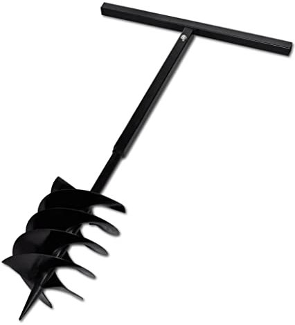 WIFESE Bohrer mit Griff 200 mm Benzin Erdbohrer für Bohrmaschine Garten Bodenbohrer Handbohrer Erdbohrgerät Spiralbohrer Erdlochbohrer Holzbohrer Metallbohrer Drei Spirale Eisen Schwarz